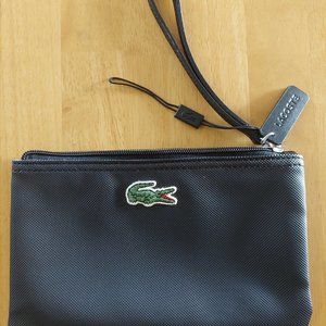 Black Lacoste zipper clutch